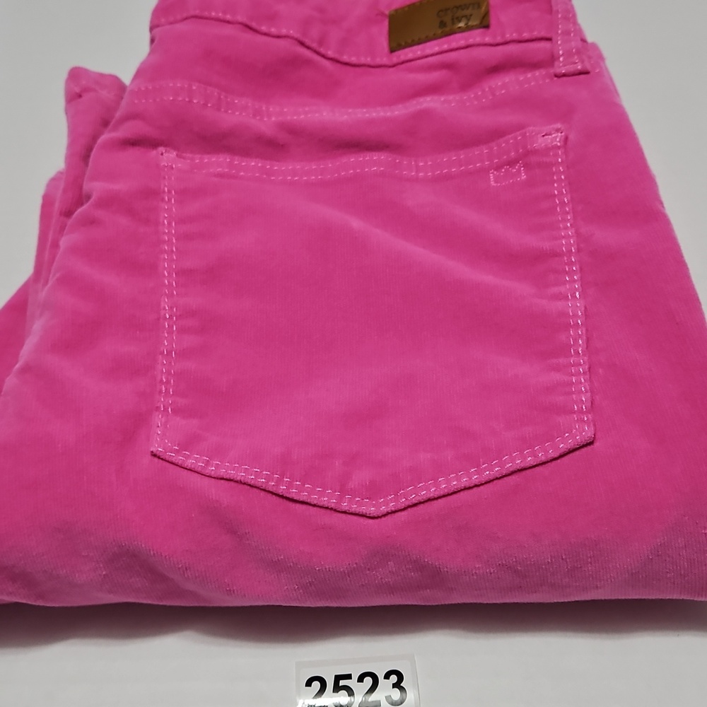 Crown & IVY Bright Pink Women's High Rise Flare Corduroy Pants Size 14 - Picture 11 of 11